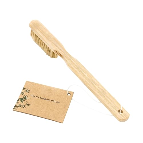 Climbing Gear Brush 20cm / 7.87in Long, Wood Handle with Natural Fiber Head and Tail Storage Hole for Outdoor Routes and Rock Pockets Rock Climbing Brush