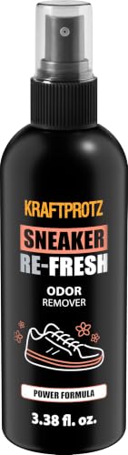 Sneaker Re-Fresh Odor Remover 3.38 fl oz - Shoe Deodorizer Footwear Spray | odor eliminator, biological formula, deep cleaning, shoe freshener, for shoe interior, soles, sneakers, athletic & work shoes