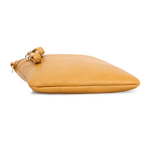 Solene Small Multi Zipper Pockets Crossbody Bag with Detachable Wristlet - color: Mustard