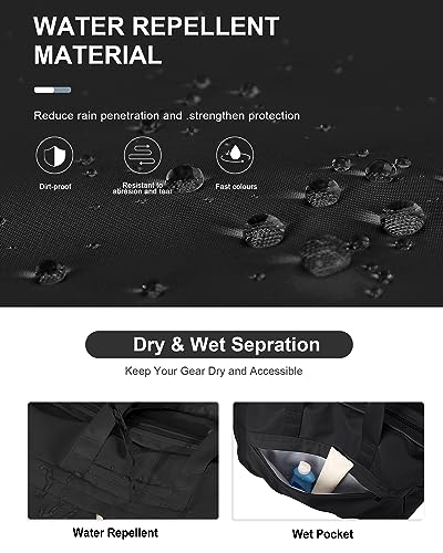 Gym Bag for Women Men, Sport Duffel Bag with Toiletry Bag & Shoe Compartment,Waterproof Travel Weekender Overnight Carry on Bag for Yoga with Trolley Sleeve, Black Set - color: A-Black Set