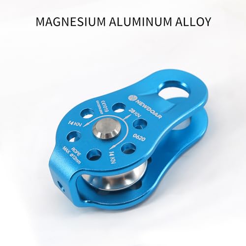 Fixed Plate Micro Pulley,28KN CE Certified General Purpose Small Aluminum Rope Pulleys for Climbing/Aloft Work/Rappelling/Rescue Etc - color: One Unit (28KN Pulley Blue)
