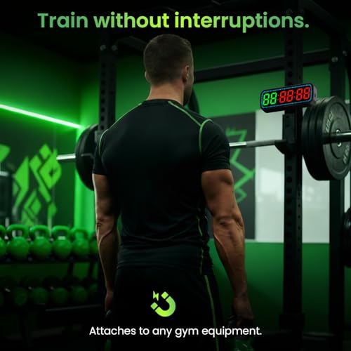 Gym Timer Clock Bluetooth App Controlled Magnetic Workout Interval Timer, Home Large LED Digital Display, Countdown Clock for Score Crossfit, Tabata, HIIT, EMOM, Boxing