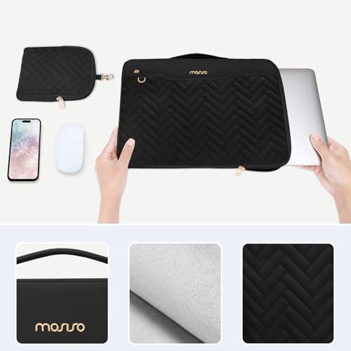MOSISO 14 inch 360 Protective Laptop Case, 14 inch Laptop Sleeve, Black | Compatible with HP Lenovo Dell ASUS Acer, HP Stream, Dell Latitude, Lenovo, Rectangle Quilted Bag & Pocket & Small Case - color: Black, size: 14 inch