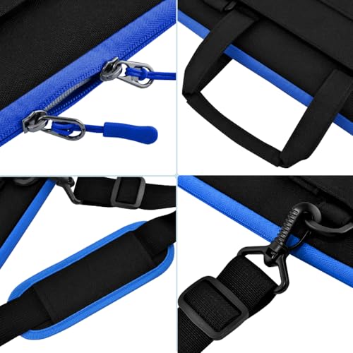 Hseok Laptop Shoulder Bag 17-17.3 inch Case, Durable Shockproof Protective Briefcase with Multi-Pockets Compatible with Lenovo Most 17-17.3 inch HP Acer Dell ASUS MSI Notebooks,Black-blue - color: Black-blue, size: 17-17.3"