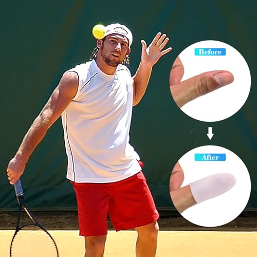 ANCIRS 20pcs Gel Finger Support Protector Caps Gloves, Gel Finger Cots/Covers, Silicone Fingertips for Hands Cracking, Eczema Skin, Trigger Finger Arthritis Pain Relief- White - size: 20pcs small white