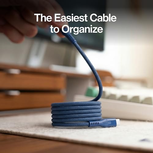 Statik MagStack Pro USB C to USB C Coiling Magnetic Charging Cable,100W | Nylon Braided Tangle-Free Design, Magnetic Coiling, Data Transfer, Compatible with iPhone & Android, 3FT Navy - color: Navy, size: 3ft, style: USB-C to USB-C