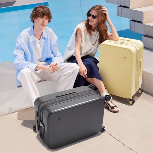 mixi 26 Inch Large Expandable Checked Luggage Suitcase with Spinner Wheels, Hardside Rolling Travel Suitcase PC with TSA Lock, Lark Yellow - color: Lark Yellow, size: 26in Expandable