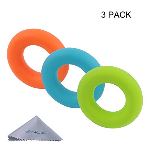 Wisdompro 3 Pack Hand Grip Strengthener Rings - 30, 40 and 50 Lbs | Silicone Squeezer Gripper Strength Trainer for Finger, Forearm Exercise, Rock Climbing Gripper Workout