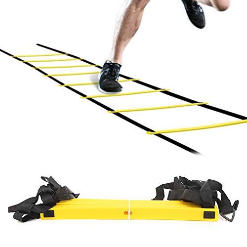 12 Rungs Running Competition Football Training Warm Up Speed Reinforced Soft Agile Step Ladder for Football Training and Warm Up Exercises PP Material 5m Length 43cm Rung Spacing