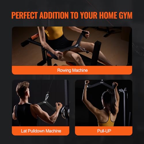 VEVOR LAT Pulldown Attachments, Cable Machine Rowing T-bar V-bar Tricep Pull Down Bar, Back Strength Training Rubber Coated Handle Grip, Bicep Curl Tricep LAT Pulldown Bar for Home Gym Fitness - size: 5PCS A