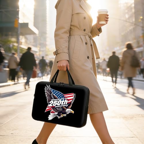 Laptop Bag 13 Inch,Resistant Shockproof Laptop Sleeve Case Protective Cover Carrying Case with Handle Compatible for HP Dell Lenovo Acer Asus Notebook Computer,America 250 Eagle Flag - color: America 250 Eagle Flag, size: 13-13.3 in