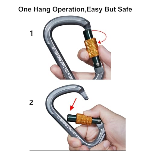 Auto Locking Rock Climbing Carabiner Clips, Heavy Duty Asymmetrical Carabiner Connector Used for Rappelling Rescue Outdoor Climbing, Mountaineer, Hammock, Camping - color: 28KN(3pack)