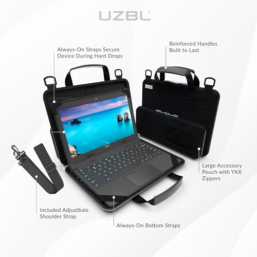 13-14 inch Always on Pouch Work In Case For Chromebook and Laptops, Designed For Students, Classrooms, and Business - color: Black Fabric