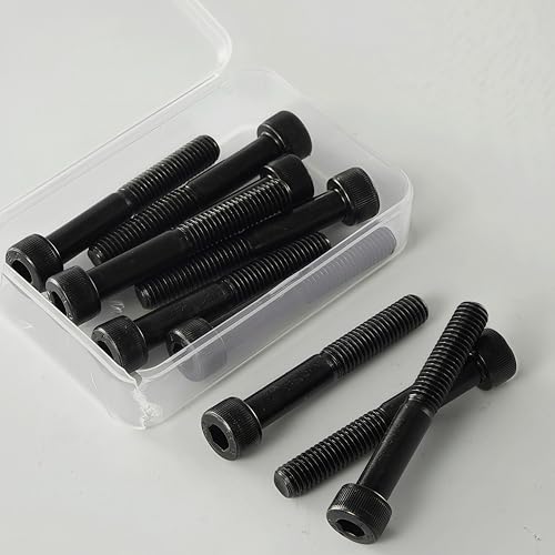 M10-1.5 x 55mm Socket Head Cap Screws, M10x1.5 Bolt, 12.9 Grade Alloy Steel, Allen Socket Drive, Black Oxide Finish, Half Thread, Quantity 6 - size: M10 x 55mm(6PCS)