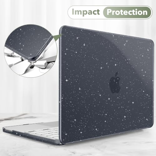May Chen Compatible with MacBook Neo 13 inch Case 2026 Model A3404, Plastic Hard Shell,Keyboard Cover,Screen Protector,Dust Plug, for MacBook Neo 13" with A18 Pro Chip, Glitter Black - color: Glitter Black