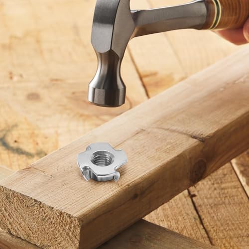 M8 T-Nuts 304 Stainless Steel, 4-Pronged Tee Nut for Wood, Rock Climbing Holds, Furniture, 50 PCS - color: 304 Stainless Steel, size: M8