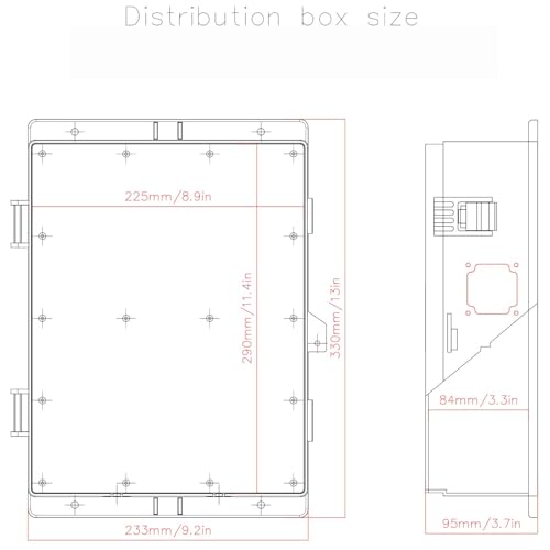 Electrical Junction Box, Outdoor Water Resistant Nema Enclosure, Ventilated ABS Plastic WiFi Project Box with Internal Mounting Panel & Hinged Cover 13" Lx 9.2" Wx 3.7" H - size: 13"L x 9.2"W x 3.7"H