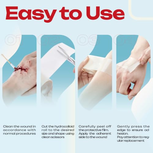 LIFARA Hydrocolloid Roll for Wound Care - Cut-to-Size, Hydrocolloid Patch Bandages with Self-Adhesive, Ultra Absorbent & Waterproof, First Aid Kit Essential (19.7mil/ 0.5mm Thickness, 3in*5ft) - size: 3in*5ft, 19.7mil/ 0.5mm Thickness