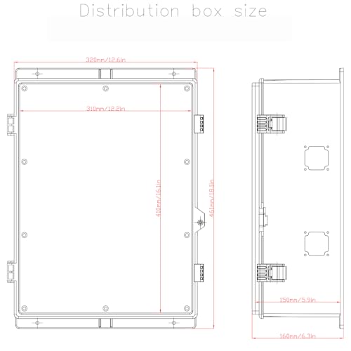 Electrical Junction Box, Outdoor Water Resistant Nema Enclosure, Ventilated ABS Plastic WiFi Project Box with Internal Mounting Panel & Hinged Cover 18.1" Lx 12.6" Wx 6.3" H - size: 18.1"L x 12.6"W x 6.3"H