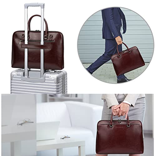 Blofinche Laptop Messenger shoulder bag: Genuine Leather work Briefcase 13.3 15.6 inch designer Satchel handbag - color: Coffee, size: 13.3 inch