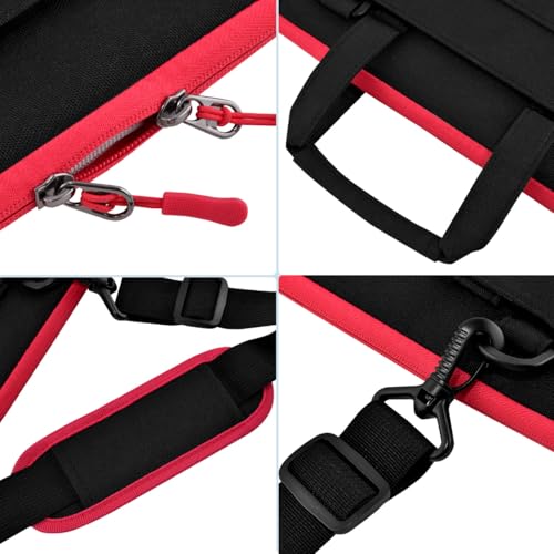 Hseok Laptop Shoulder Bag 15.6-16 inch Case,Water-Resistant Shockproof Computer Handbag with Small Case Compatible with MacBook Pro/Neo 16",Mac Air 15 M5, XPS 15/16 and most 15.6-16 PC,Black-red - color: Black-red, size: 15.6-16"