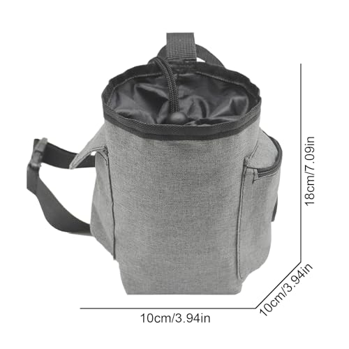 Chalk Bag for Rock Climbing Drawstring Closure Zippered Pockets Adjustable | Chalk Organizer for Rock Climbing, Bouldering, Weightlifting, Gymnastics, Adults Women Men - color: Gray