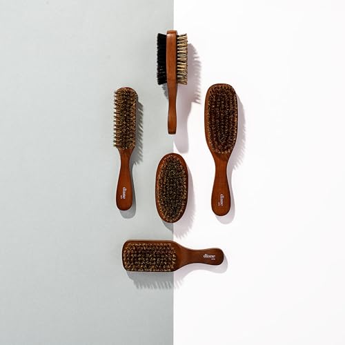 Diane Premium 100% Boar Bristle Military Wave Hair Brush for Men, Medium Firm Bristles for Thick, Curly or Coarse Hair, Use for Detangling, Smoothing, Wave Styles, Soft on Scalp, Restores Shine - style: Military Brush