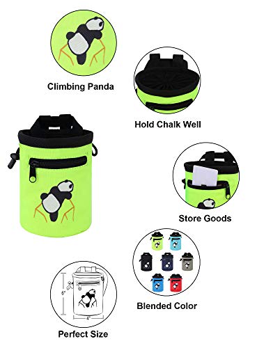 AMC Rock Climbing Panda Design Chalk Bag with Adjustable Belt - color: 7184_Fluorescent