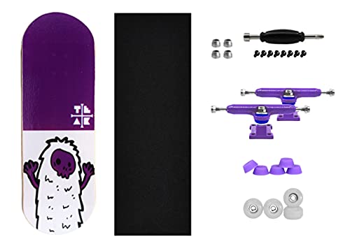 Teak Tuning 32mm Pro Fingerboard Heat Transfer Graphic Complete - Fully Assembled with Pro Level Parts - Pro Shaped Wood Deck (34x97mm), UltraSpin Wheels, Prodigy Trucks - Purple Yeti - color: Purple Yeti