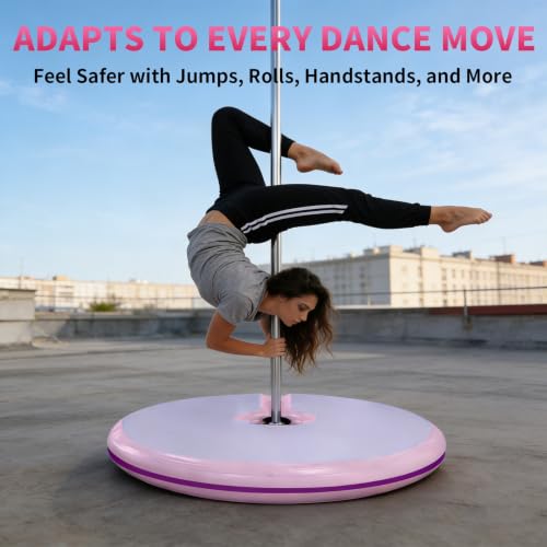 Pole Dance Crash Mat, Inflatable Safety Cushion, Folding Crash Exercise Pad, Non-Slip Base, Waterproof, Manual Pump Included for Home & Studio - size: 150*10cm/59.1*3.94in