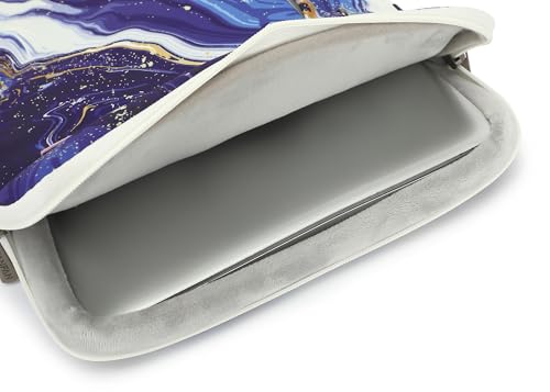 360° Protective Laptop Sleeve Case Bag with 3 Pockets,Handle,Luggage Strap for MacBook Pro 14 inch and 14 inch-14.4 inch Screen Laptop (Blue Marble) - color: Blue Marble, size: 14 inch-14.4 inch