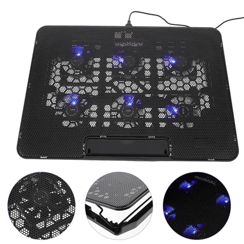 Laptop Cooling Pad with 6 Silent Fans 15.6-inch Adjustable Stand Black for Gaming and Office Use