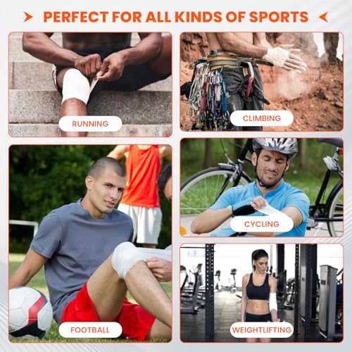 32 Pack Athletic Tape, White Sports Tape for Wrist Ankle Protection, Sports Tape Athletic No Sticky Residue, Easy to Tear Gymnastics Tape for Soccer, Football, Training Supplies (1.5" x 320 Yards) - size: 32P