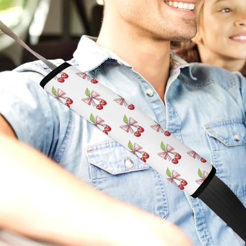 1 Pair Universal Soft and Comfortable Car Seat Belt Pad for Girls and Boys, Most Cars, Cute Cherry Pink Bow Harness Pads Strap, Neck and Shoulder Support - color: Pattern 305