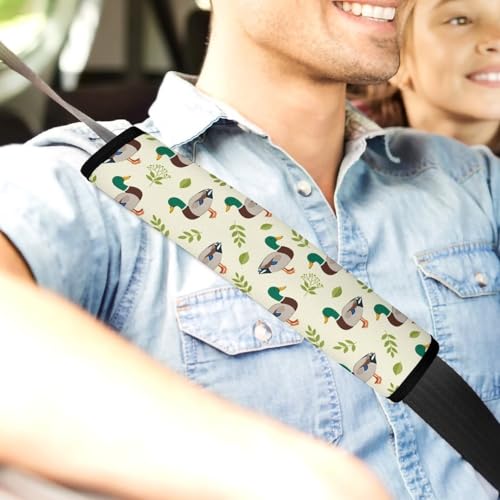 2 Pack Cute Mallard Duck Leaf Animal Print Car Seat Belt Pad Soft Padded Automotive Seat Belt Protector for Child, Stroller Pushchair High Chair, Shock Absorption - color: Pattern 988