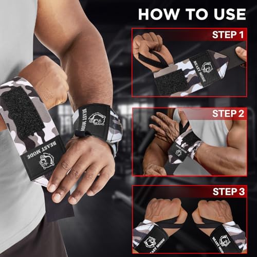 TECEUM Weightlifting 18" & 12" Wrist Wraps with Thumb Loop – Heavy Duty Wrist Workout Braces for Men and Women – Ideal for Powerlifting, Strength Training, Bodybuilding - color: Black Camo, style: 18" – Queen of Lifts