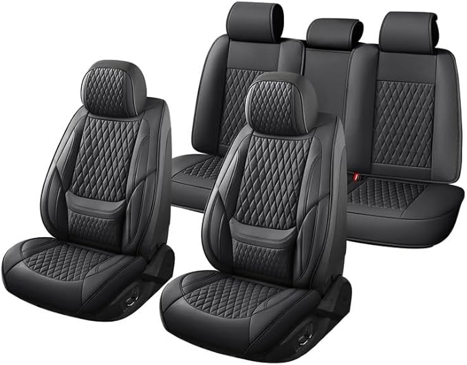 Car Seat Covers Full Set Custom Fit for Chevrolet/Chevy Trailblazer 2021-2026 - Premium Faux Leather with Lumbar Support | Breathable, Waterproof, Anti-Slip, Durable (Black,Full Set)