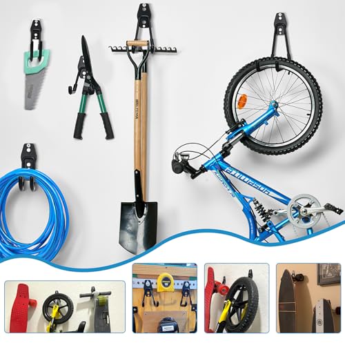 GeeWatom Garage Storage Utility Hooks,Garage Garden Tool Organizer,Steel Wall Mount Hooks, Garden Small U Hooks (4 Pack-Black) - color: 4 Pack-Black