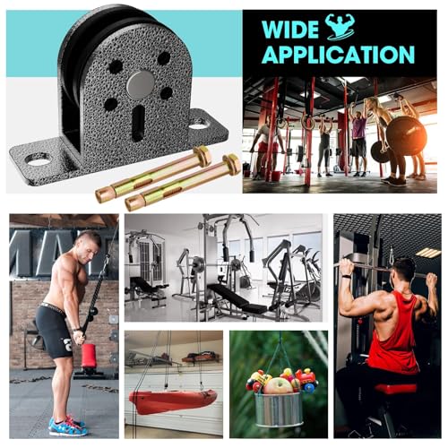 Cable Rope Bearing Pulley Wheel, Wall-Mounted Fixed Pulley Weight System for Home Gym, Weightlifting, DIY Fitness Equipment, Ceiling Mount Accessories - color: Grey-1pc