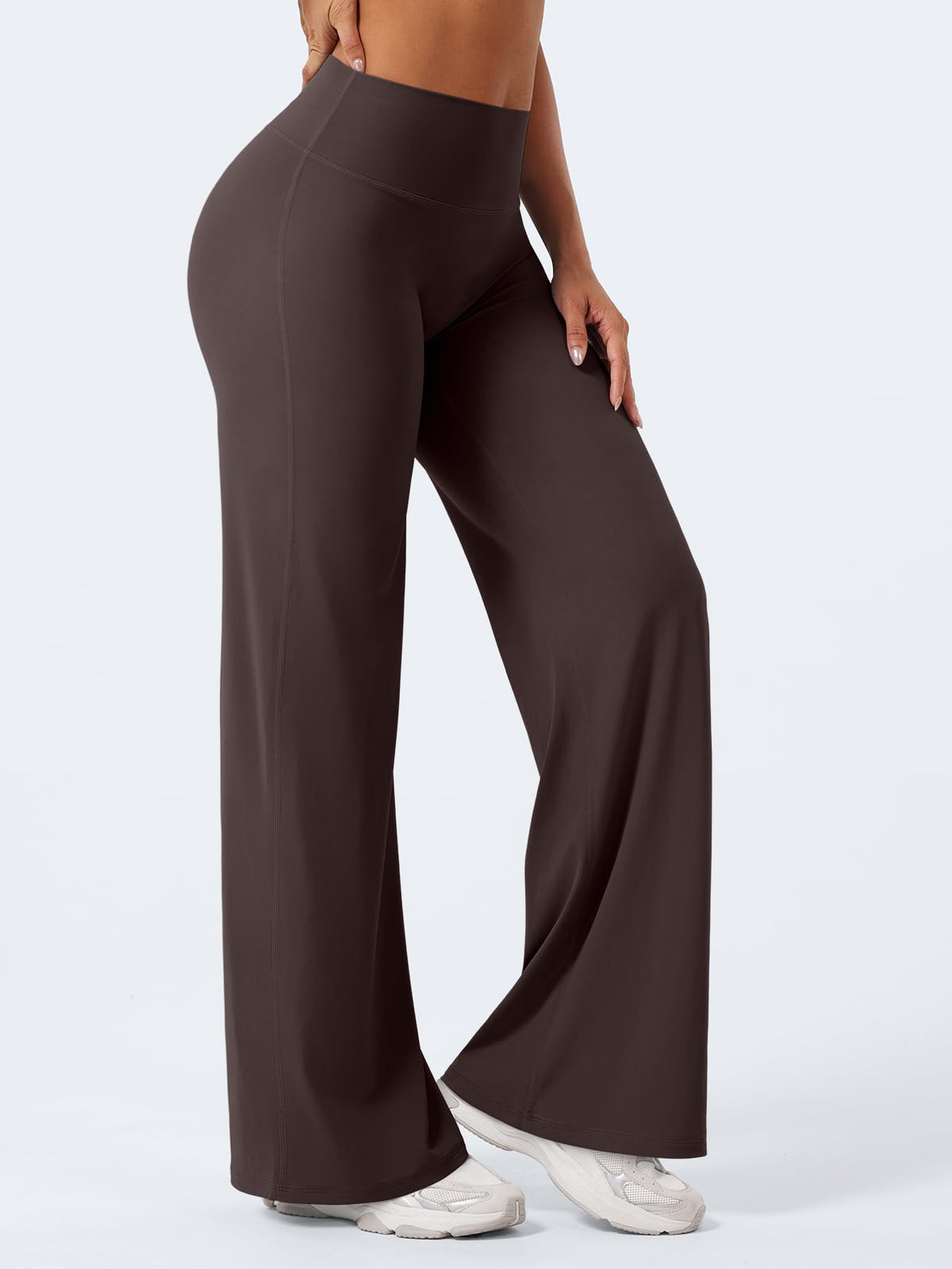 YEOREO Workout Womens Straight Leggings 31.5" Eddiy Yoga Pants Dark Brown S