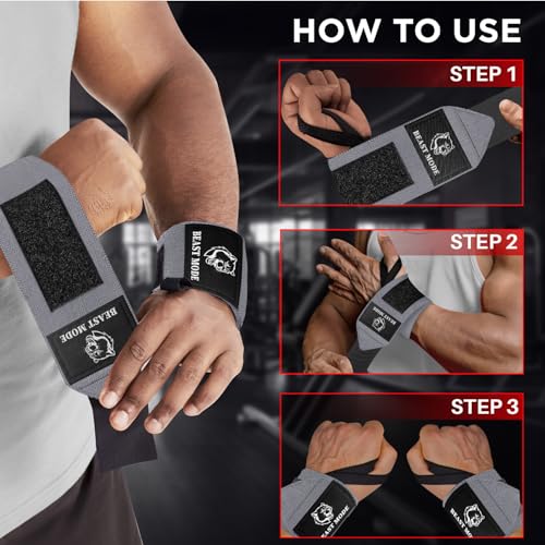 TECEUM Elastic Cotton Weightlifting Wrist Wraps with Thumb Loops, 1 Pair - color: Gray, style: 18" – Queen of Lifts