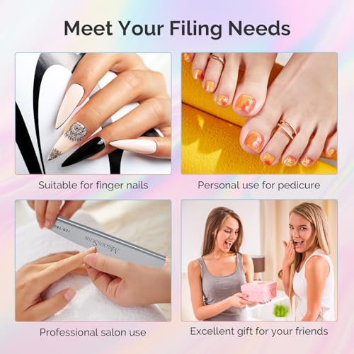 MelodySusie 16Pcs Professional Nail Buffer Kit,Nail Files and Buffers,Nail Buffer Block,Nail Brush, Nail File Buffers Kit for Natural Nails,DIY,Home Use,Salon(100/180 Grit) - size: 16Pcs