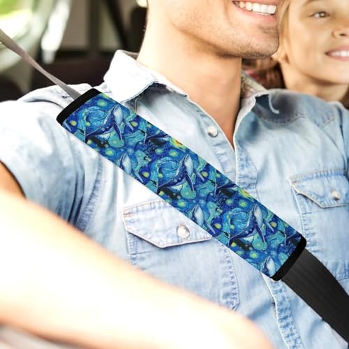 2 Pack Watercolor Dolphin Car Seat Straps Shoulder Pads Soft Padded Shoulder Harness Cover for Adult Use, Stroller Pushchair High Chair, Pressure Relief - color: Pattern 1216