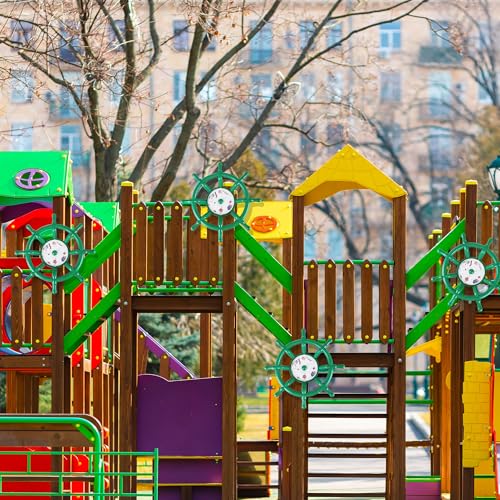 Kids Playground Accessories Outdoor Plastic Steering Wheel Playset Pirate Ship Wheel for Playhouse Garden Backyard Tree House - color: Green Set 1