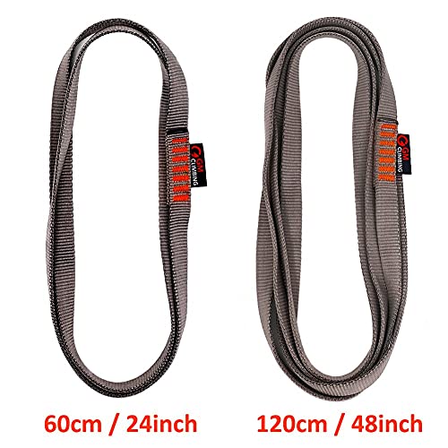 GM CLIMBING 16mm Nylon Sling Runner 22kN / 4950lbf CE UIAA Certified - color: Gray, size: 30cm / 12inch | Pack of 3