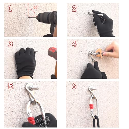 304 Stainless Steel Climbing Anchor Bolt, 25-30KN Rock Climbing Bolt Hanger, M10 and M12 Climb Fastening Bolt Safe Fixed Point, 4 Set Rock Climbing Holds