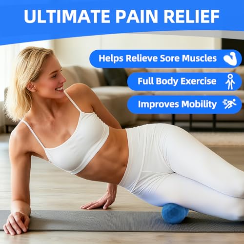 Peanut & Spiky Ball Set for Physical Therapy Blue | Peanut roller + firm spiky ball; deep tissue, trigger point; spine-safe - color: Blue+yellow