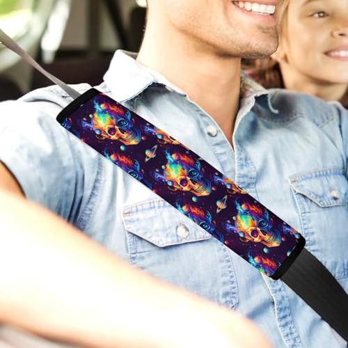 2 Pack Space Planet Skeleton Skull Car Seat Straps Shoulder Pads Universal Soft and Comfortable Seat Belt Cushion for Adults and Children, Stroller Pushchair High Chair - color: Pattern 677