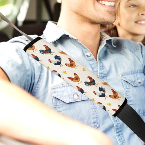 2 Piece Funny Colorful Rooster Cute Chicken Car Seat Straps Shoulder Pads Universal Fit Automotive Seat Belt Protector for Kids, Car Seats Pushchair Strollers High Chair Pushchair - color: Pattern 426