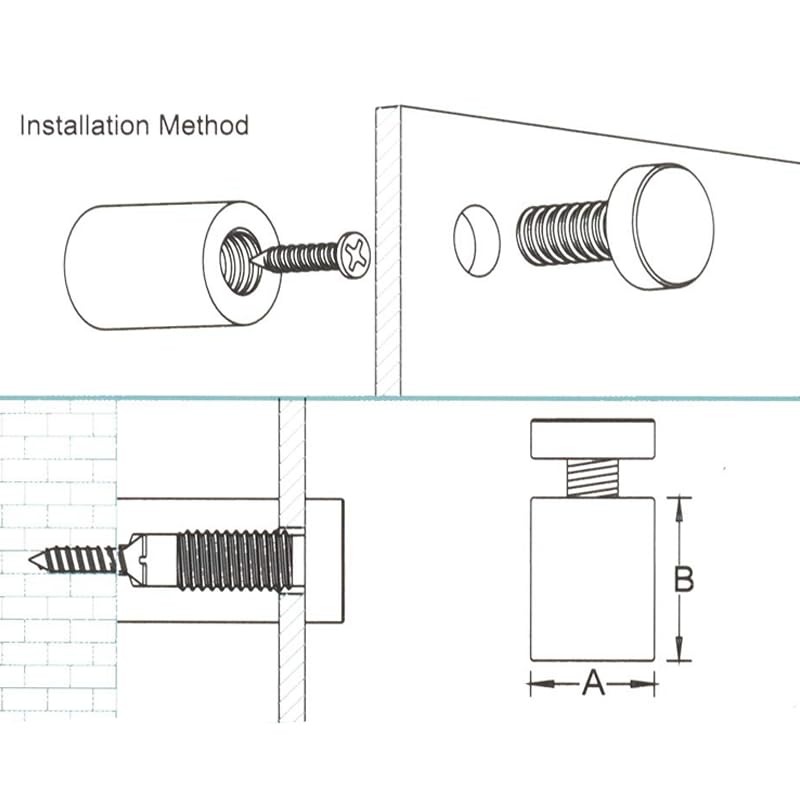 Sign Standoff 1/2" x 3/4", Solid Aluminum Sign Standoff Screws Mounting Hardware for Glass Panel, Acrylic Panel,Pack of 4 - color: Silver, size: 1/2"x3/4" 4 Pack